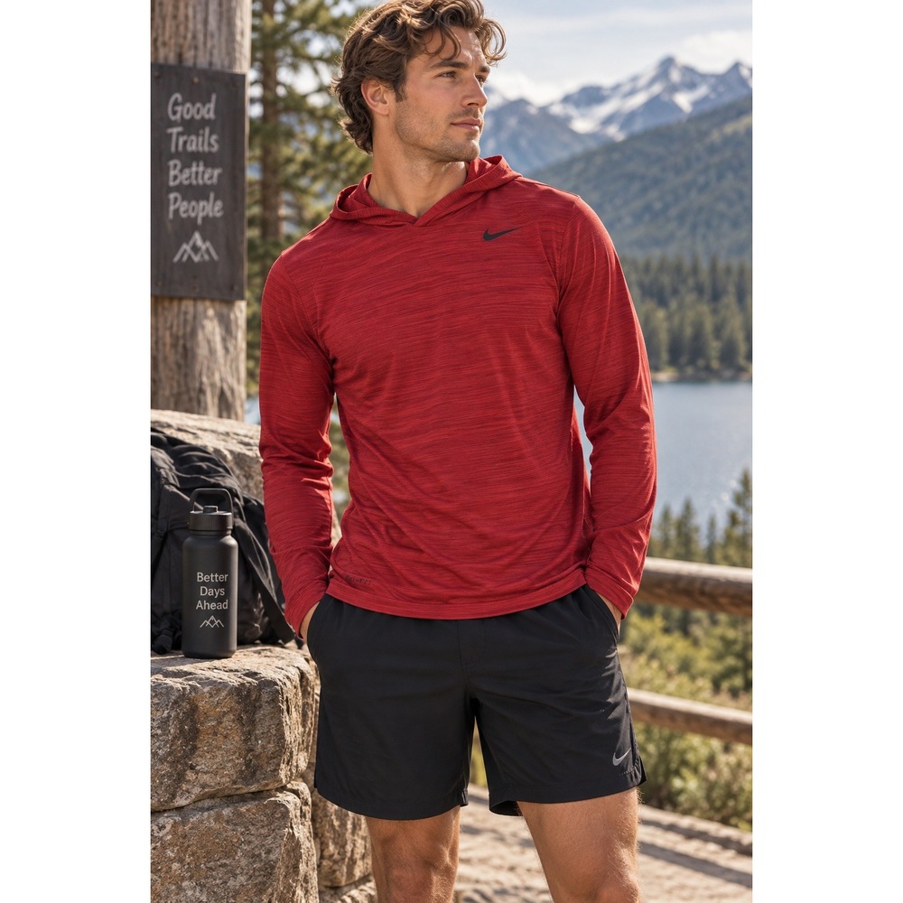 Nike Hoodie Mens Medium Red Activewear Gym Workout Athletic